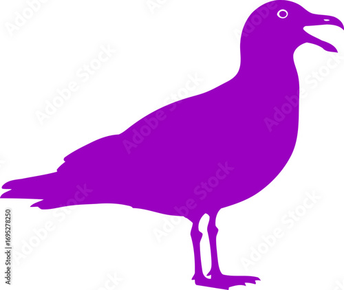 vibrant purple seagull silhouette icon of coastal life, ocean breeze, and a birds cry, isolated on transparent background