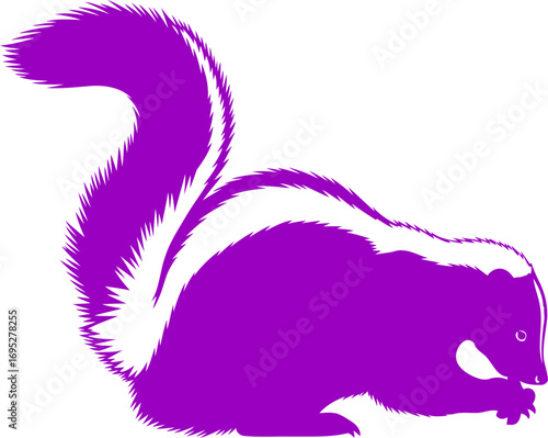 vibrant purple skunk silhouette emblem of nightlife, mischief, and unexpected charm, isolated on transparent background