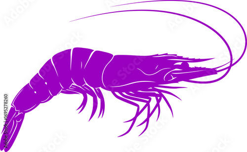vibrant purple shrimp silhouette icon of oceanic grace, underwater elegance, and seafood delights, isolated on transparent background