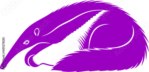 violet anteaters serene slumber silhouette of peaceful rest and tropical dreams, isolated on transparent background