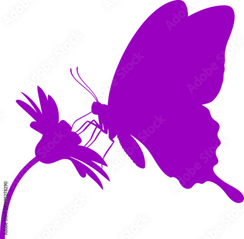 violet butterfly silhouette a icon of delicate beauty and serene transformation, isolated on transparent background