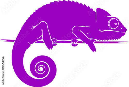 violet chameleon silhouette a of adaptation and camouflage mastery, isolated on transparent background