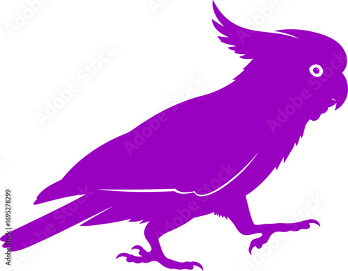 violet cockatoo silhouette icon of tropical avian majesty and serene grace, isolated on transparent background