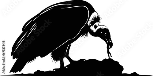 vultures silent feast a black and white silhouette of primal instincts, isolated on transparent background