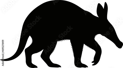 aardvarks silent night stroll silhouette of african nocturnal mammal, gentle ambling, and serene nightlife, isolated on transparent background