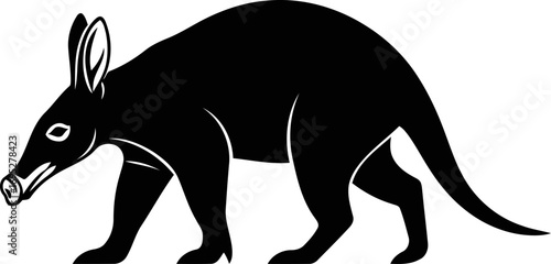 aardvark silhouette icon of african nocturnal mystery, quiet prowl, and secret nightlife, isolated on transparent background