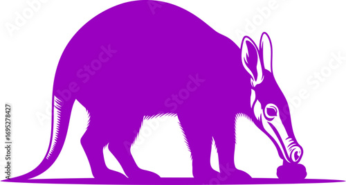 aardvarks violet vignette a purple silhouette of serene nocturnal foraging, isolated on transparent background