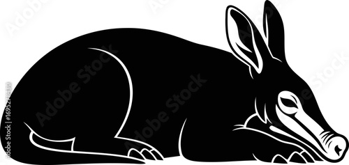 aardvark silhouette tranquil nocturnal icon, design of serene slumber and gentle mystery, isolated on transparent background