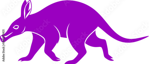 aardvarks purple silhouette icon of african mystery and nocturnal charm, isolated on transparent background