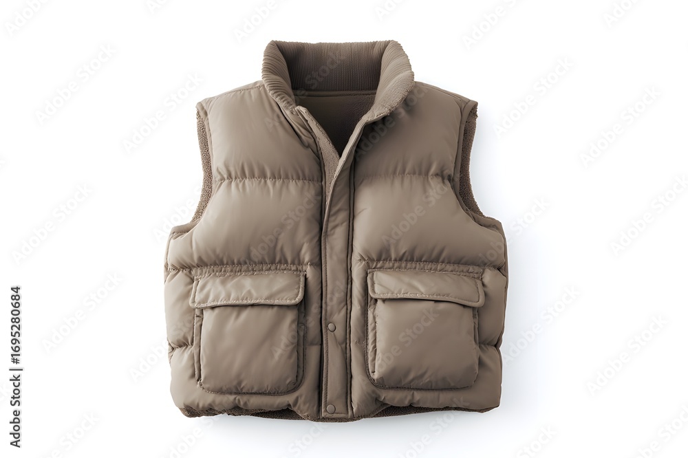 Naklejka premium Warm Vest Isolated on White: Essential Layering for Comfort and Style in Cooler Weather.