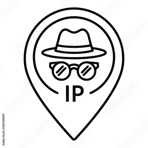 Art of ip address location icon isolated on white background, representing internet protocol tracking and online security measures for privacy