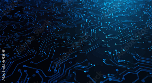 Abstract Technology Circuit Board with Glowing Blue Electronic Pathways