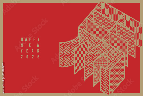 おしゃれシンプルな2026年午年年賀状