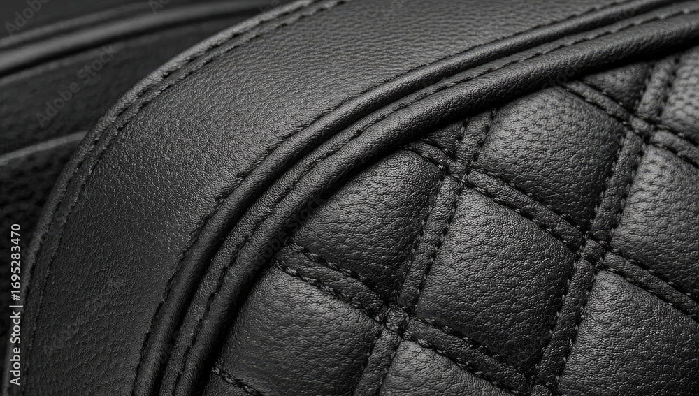 Obraz premium Close-up view of quilted black leather.