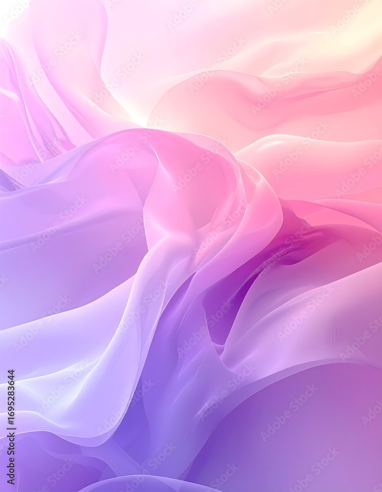 Fototapeta premium Gentle iridescent waves of flowing pastel fabric creating a beautiful abstract background