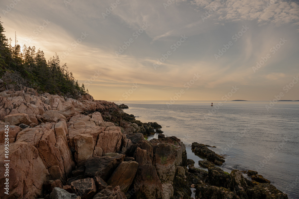 Fototapeta premium Rocky Shoreline of Acadia National Park Along the Ocean Path