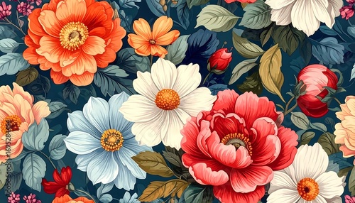 Wallpaper Mural Floral pattern with various flowers Torontodigital.ca