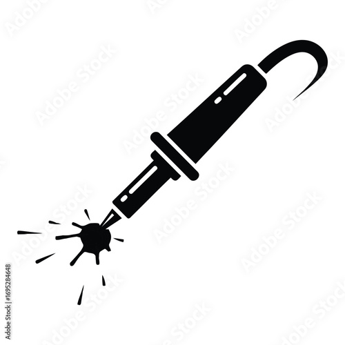 Art of soldering iron outline isolated on white background, perfect for electronics repair, diy projects, and technical designs and presentations