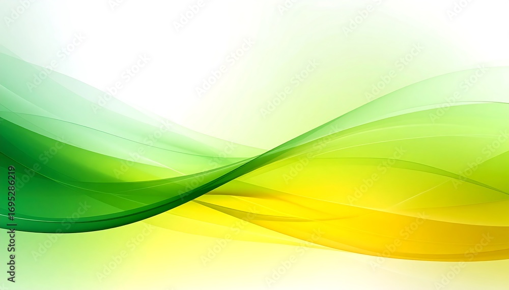Fototapeta premium Dynamic Green and Yellow Flowing Abstract Background with Soft Light