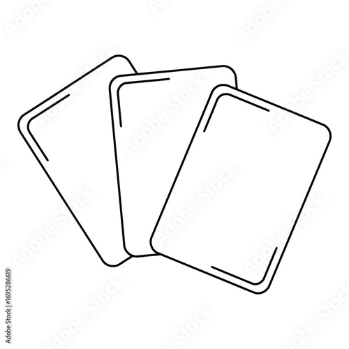 Art of three blank playing cards fanned out, isolated on white background, perfect for game design or casino promotions