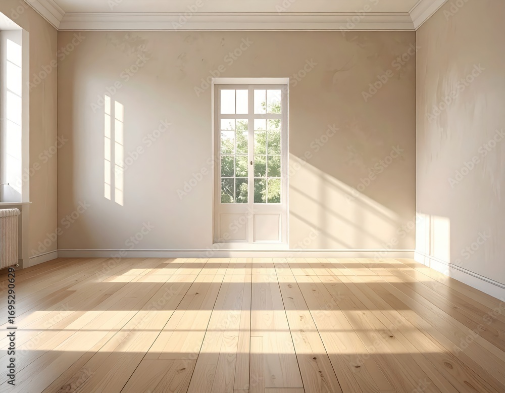 Fototapeta premium bright and minimalist empty room, cozy room
