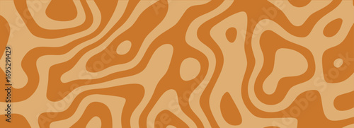 Brown abstract caramel drizzle background with organic wavy lines and fluid shapes. Perfect for packaging, textiles, and digital design projects. Stock vector illustration in abstract style.