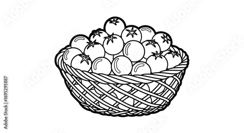 basket of tomatoes fresh, red, juicy tomatoes in a wicker basket