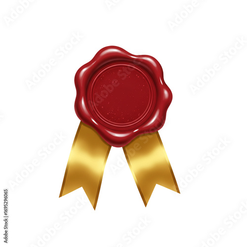 wax seal with ribbon attached isolated on white background vector