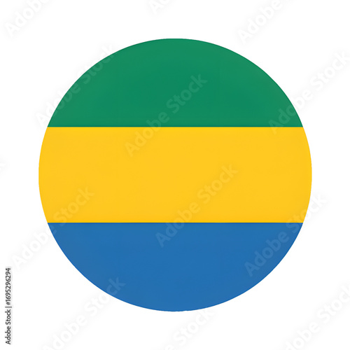 Free Download Vibrant circular Gabon flag emblem symbolizing national pride and international relations, perfect for travel and business. - GFXLoad