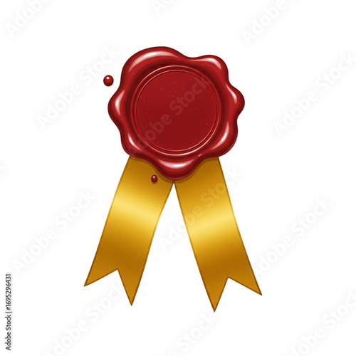wax seal with ribbon attached isolated on white background vector