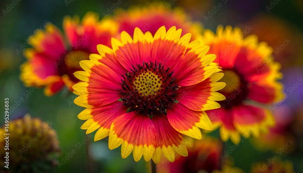 Fototapeta premium Close-up of vibrant red and yellow flowers