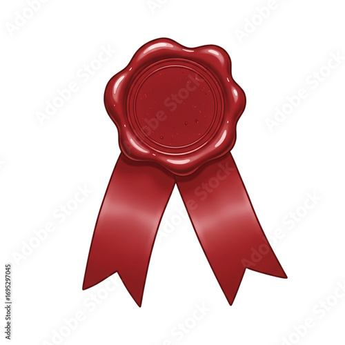 wax seal with ribbon attached isolated on white background vector