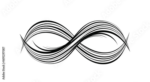 Abstract flowing lines forming an infinity symbol on a white background for creative design projects