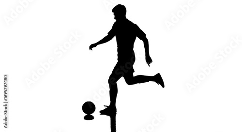 Dynamic silhouette of a football player in action with intense focus and determination