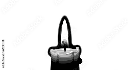 Monochrome minimalism a stylized candle flame illuminating a stark white scene providing warmth