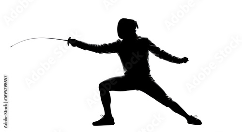 Silhouette of a fencer in action exhibiting elegance and agility ready for sportsmanship display