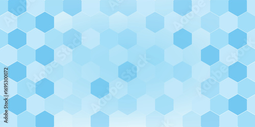 Abstract blue and white hexagon background. Futuristic digital hi-technology banner. Healthcare background. Vector
