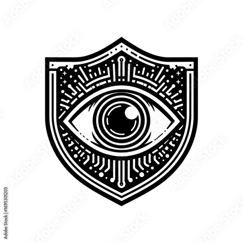 Eye with shield for surveillance