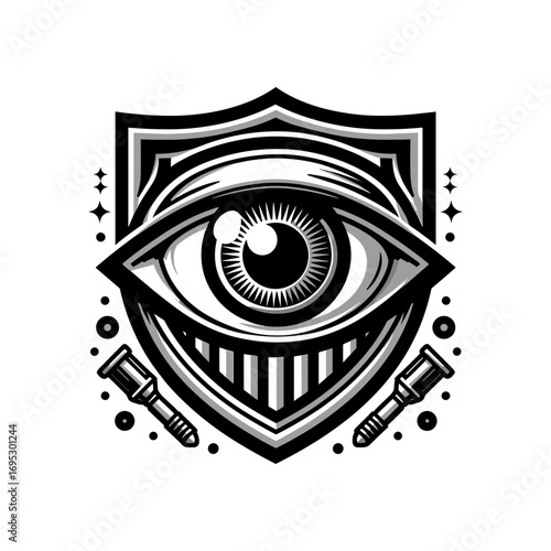 Eye with shield for surveillance