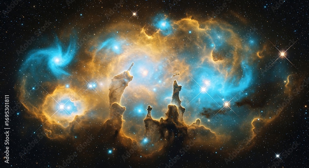 Naklejka premium Stellar Nursery Cosmic Pillars of Creation Space Nebula