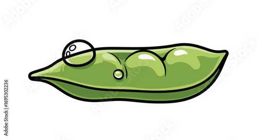 fresh green peas in pod, cartoon illustration, healthy food, vegetarian, vegan, nature