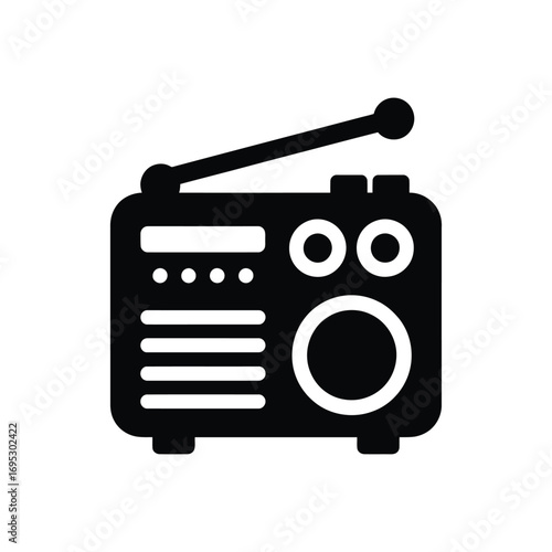 A black and white radio icon vector