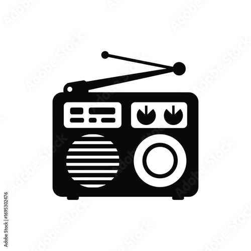 A black and white radio icon vector