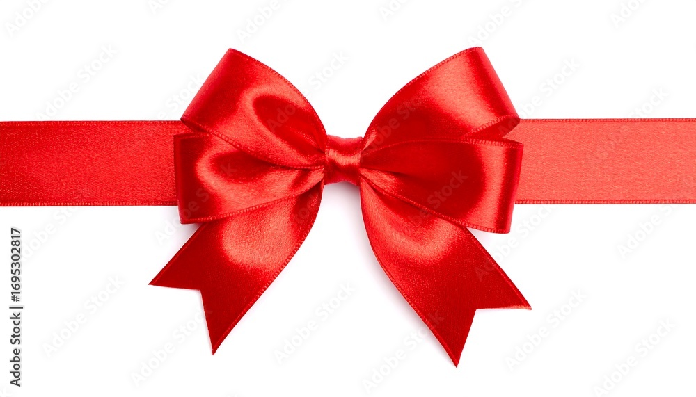 Fototapeta premium Exquisite Crimson Silk Bow and Ribbon Isolated on a Pure White Canvas