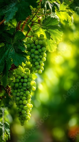 Wallpaper Mural Bunches of Green Grapes Hanging on Vine in Vineyard with Leaves Torontodigital.ca