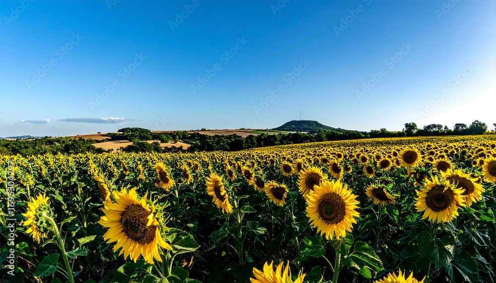 Fototapeta premium Sunflower field under a clear sky