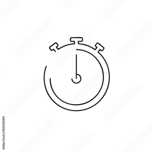 A minimalist black line art icon of a classic stopwatch, symbolizing precise time measurement, speed, deadlines, and the importance of efficiency in modern life.