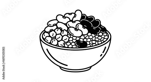 healthy legume bowl beans, chickpeas, lentils, and quinoa for a vegetarian meal