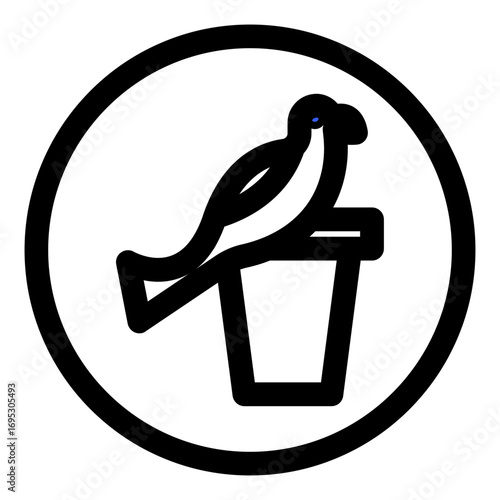 Bird on Flower Pot Vector Icons