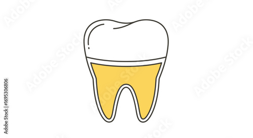 Illustration of a stylized tooth with a yellow gum line, symbolizing dental health and care